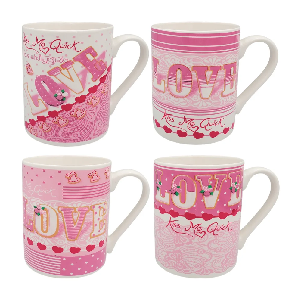 1pza Taza de cerámica con temática de san valentín + estampado de frase love con corazones, variedad de modelos / 24qr512