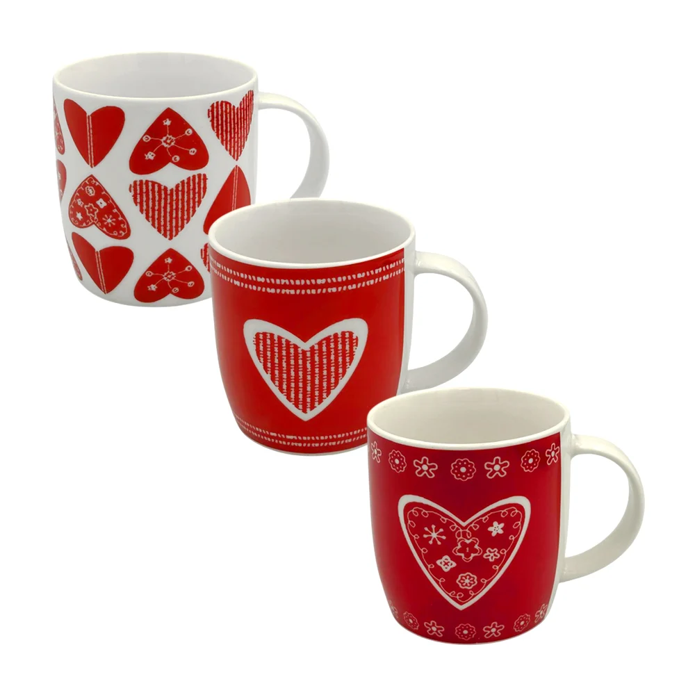 1pza Taza de cerámica con temática de san valentín + estampado de corazones, variedad de modelos / 24qr517