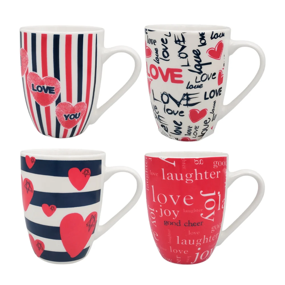 1pza Taza de cerámica con temática de san valentín + estampado de corazones con frase i love you - laughter, variedad de modelos / 24qr523