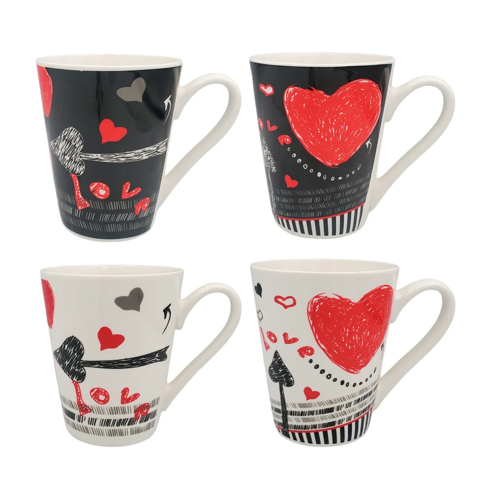 1pza Taza de cerámica cónica con temática de san valentín + estampado de corazón, variedad de modelos / 24qr544