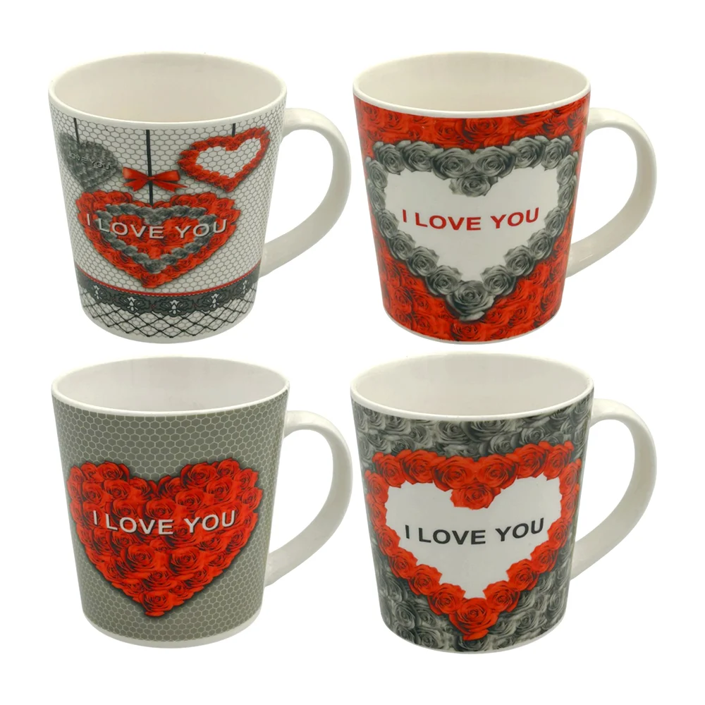 1pza Taza de cerámica con temática de san valentín + estampado de corazones de rosas y frase i love you, variedad de modelos / 24qr573