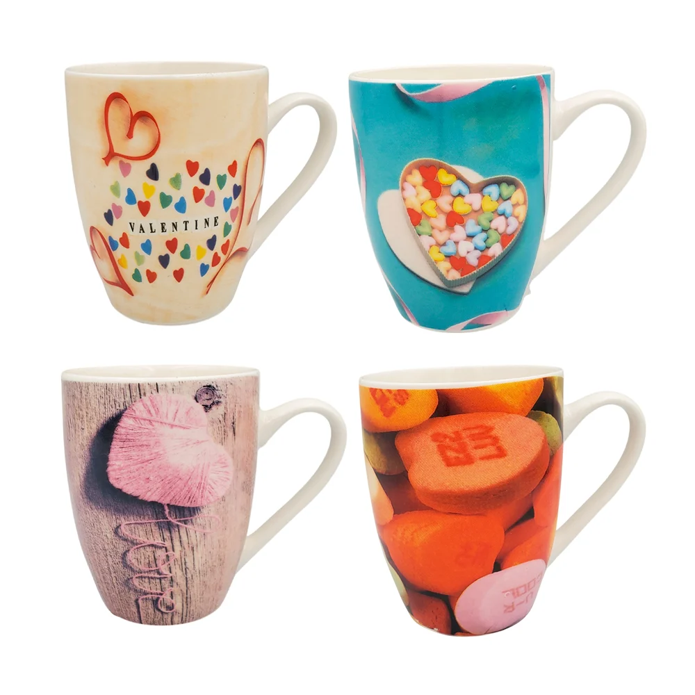 1pza Taza de cerámica con temática de san valentín + estampado de corazones, variedad de modelos / 24qr578
