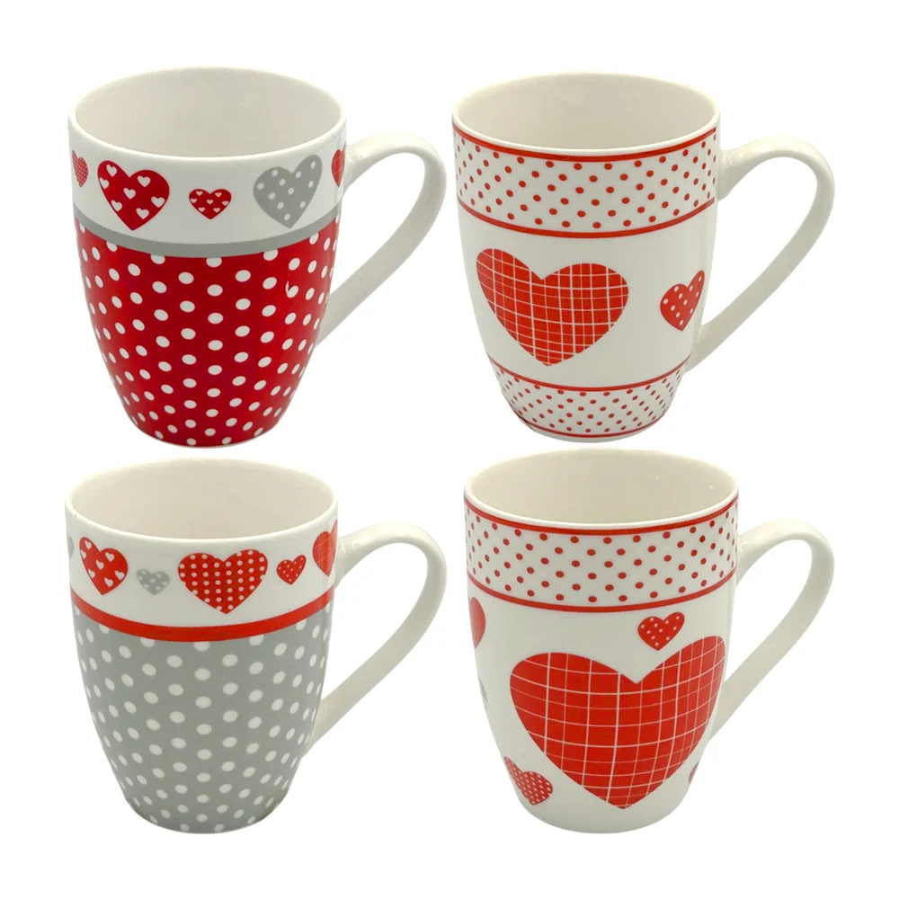 1pza Taza de cerámica con temática de san valentín + estampado de corazones y puntos, variedad de modelos / 24qr579