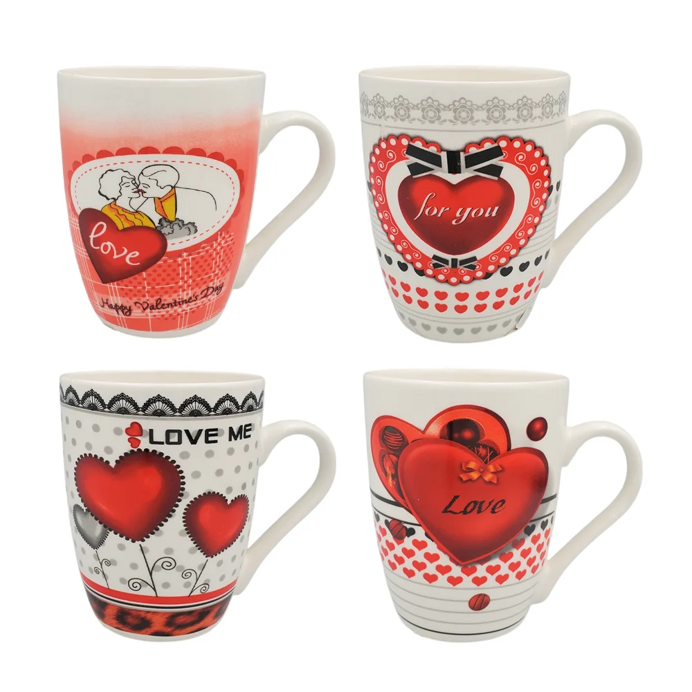 1pza Taza de cerámica con temática de san valentín + estampado de corazón y frase love, variedad de modelos / 24xm557