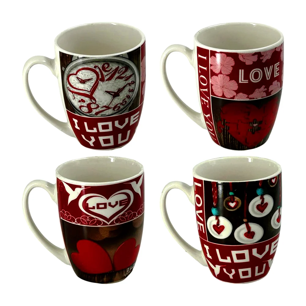 1pza Taza de cerámica con temática de san valentín + estampado de corazones i love you, variedad de modelos / 24xm560