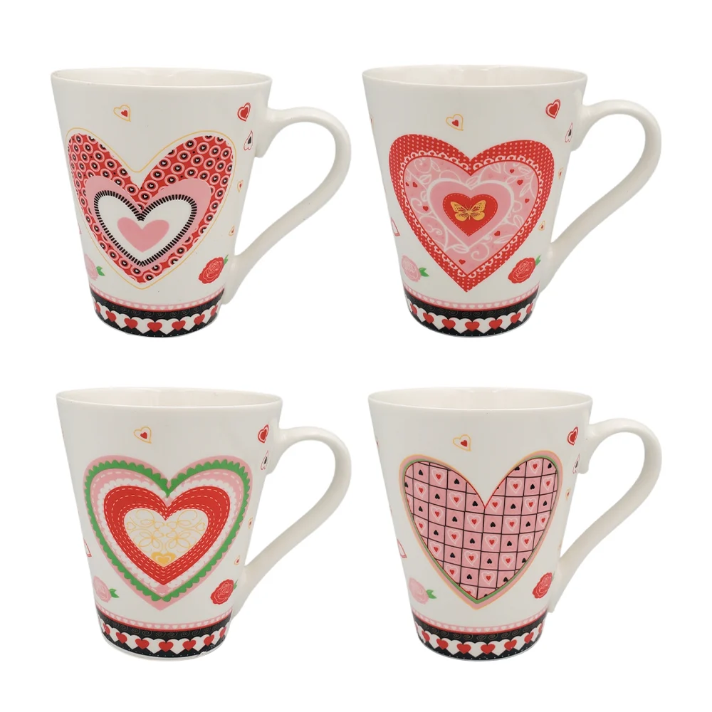 1pza Taza de cerámica cónica con temática de san valentín + estampado de corazones, variedad de modelos / 24xm563