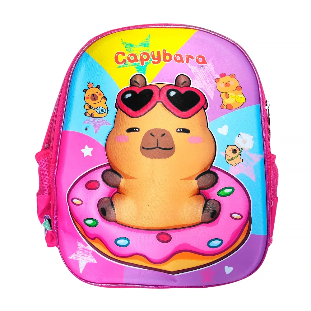 1pza Mochila pequeña infantil de 2 compartimientos, con relieve 3d estampado de capibara y luces, variedad de diseños / capybara / 251217 / 251218