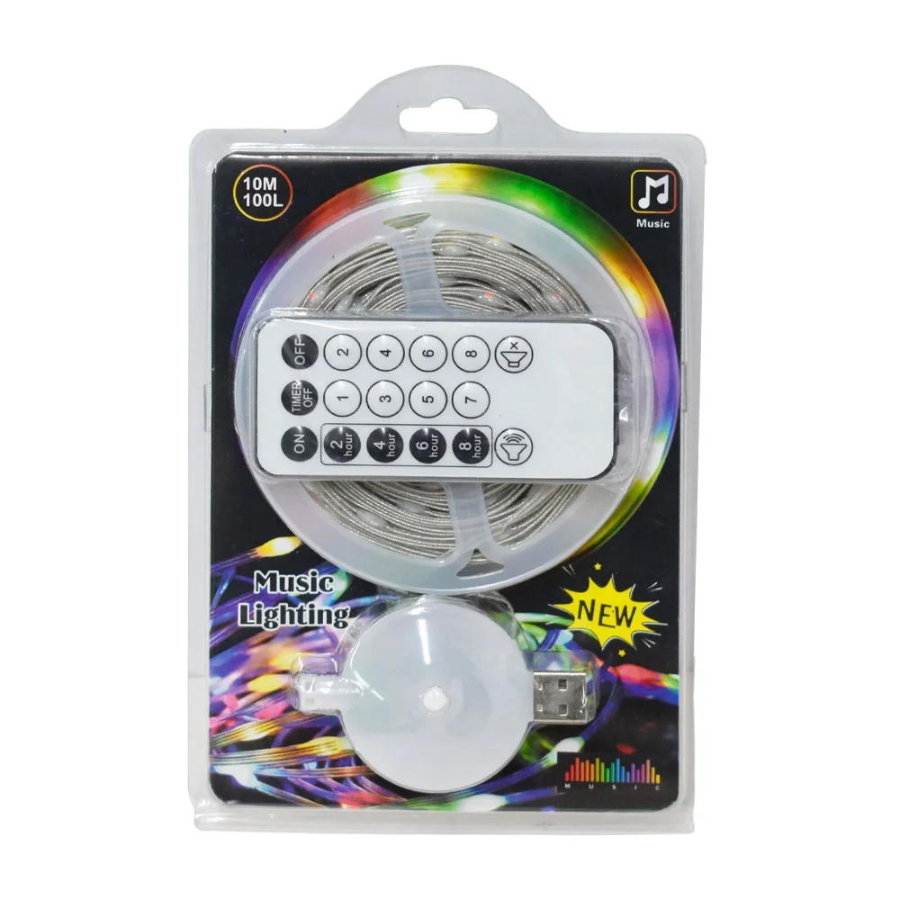 Tira led rgb de 10mts con 100 luces, música y control / music lighting / 2846rgb