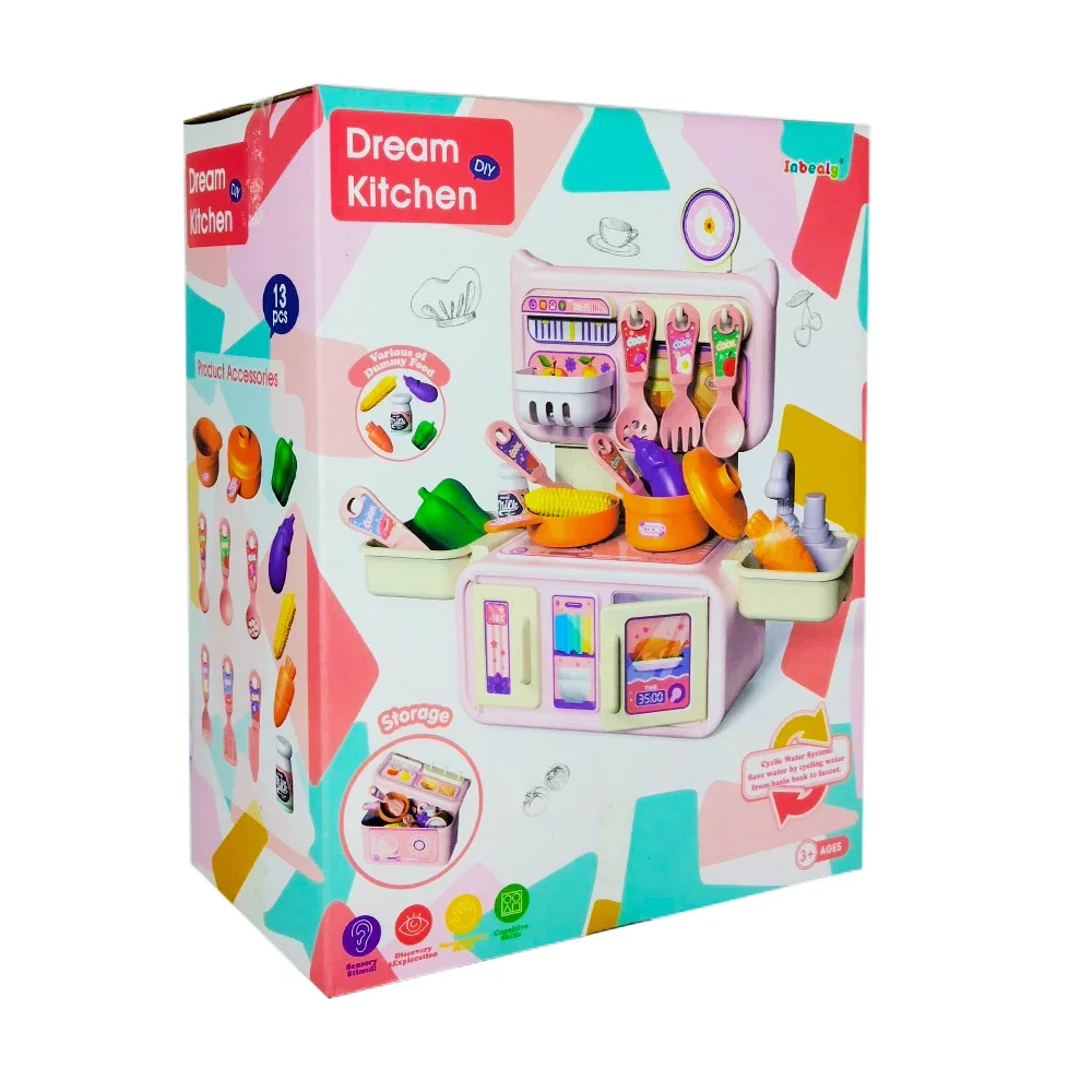 Cocinita de juguete dream kitchen con accesorios 13 pzas, variedad de colores / 28t