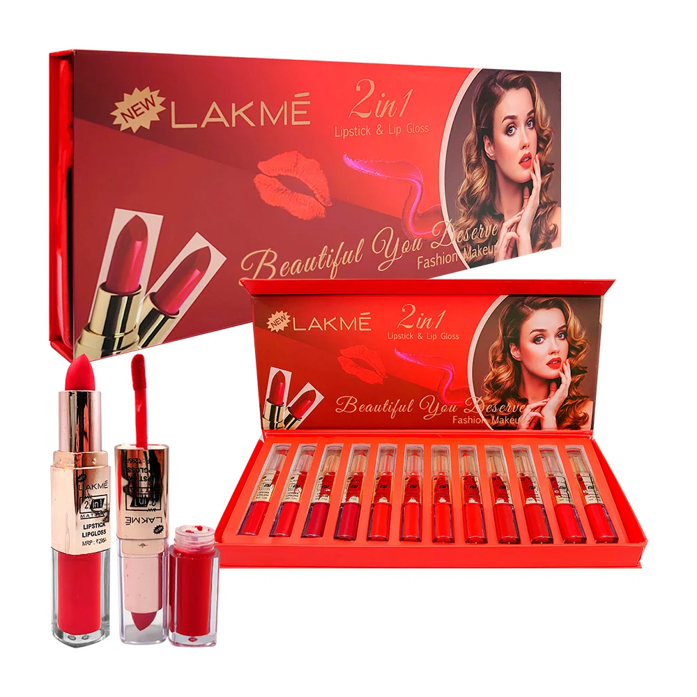 Paquete 2 en 1, con 12 labiales matte en barra y brillos labiales de diversos tonos / lakme / 295-2