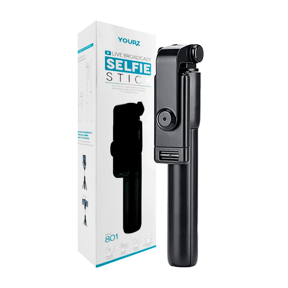 Bastón - selfie stick 801 retráctil ajustable para celular, con 3 puntos de apoyo, mini control remoto / 30047 / 801 / yourz / live broadcast selfie stick