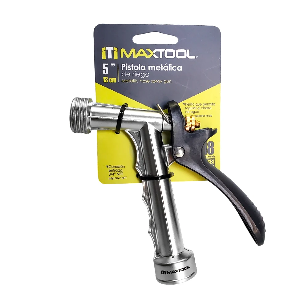 Pistola maxtool metálica de riego con conexión entrada 3/4 pulgadas / 300803