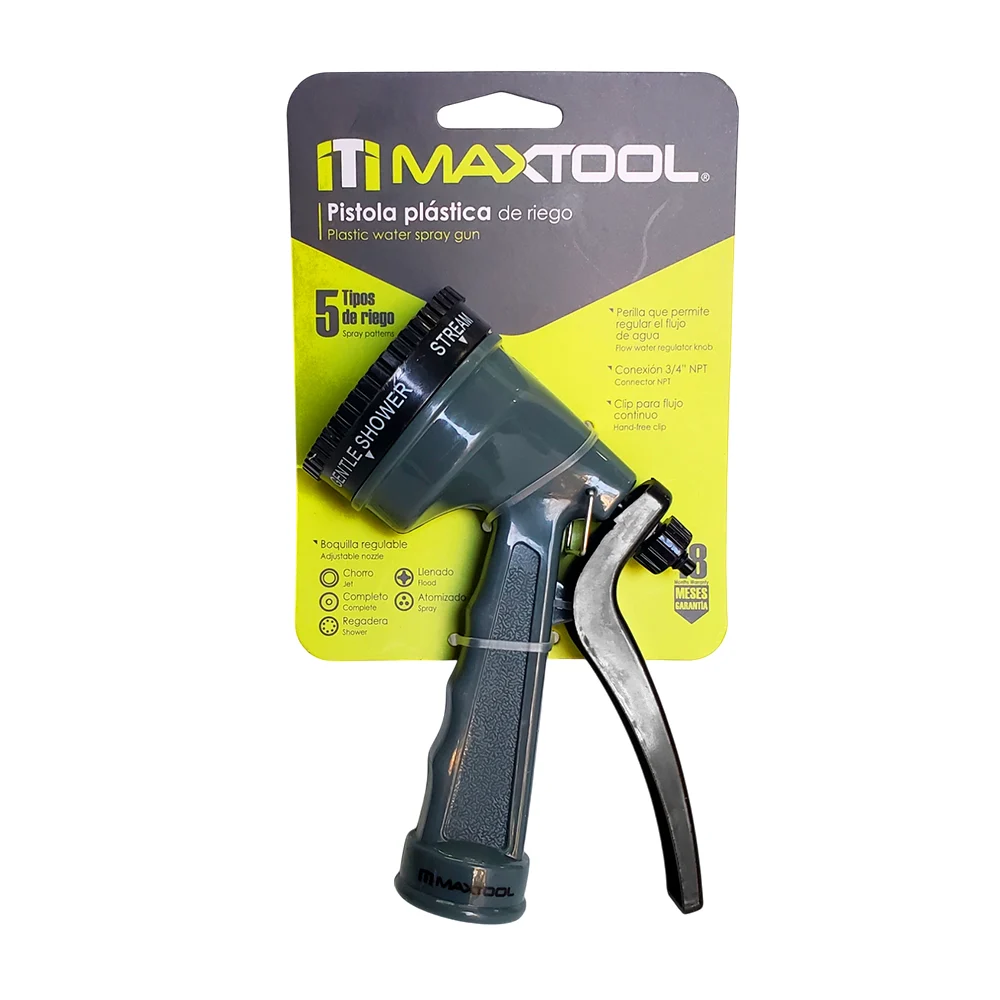 Pistola plástica maxtool con 5 funciones tipos de riego / 300804