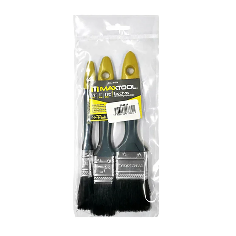 Paquete de 3 brochas pequeñas para pintura vinílica o de esmalte / maxtool
