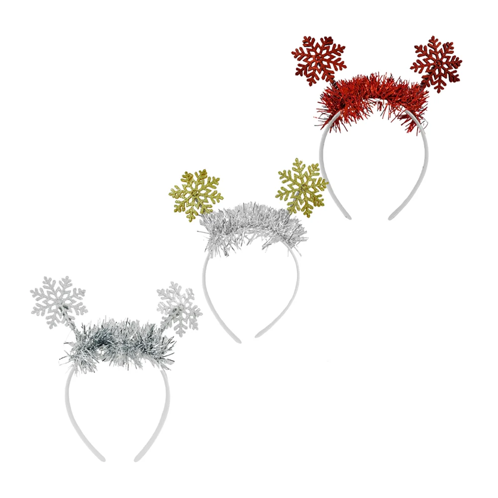 1pza Diadema temática navideña adornada con copos de nieve y limpiapipas, variedad de colores / ddm-s-017