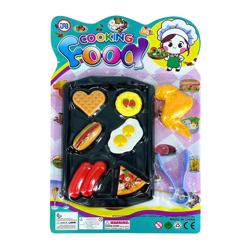 Blíster con charola + alimentos comida y pinzas de juguete, variedad de modelos / cooking food / 3025