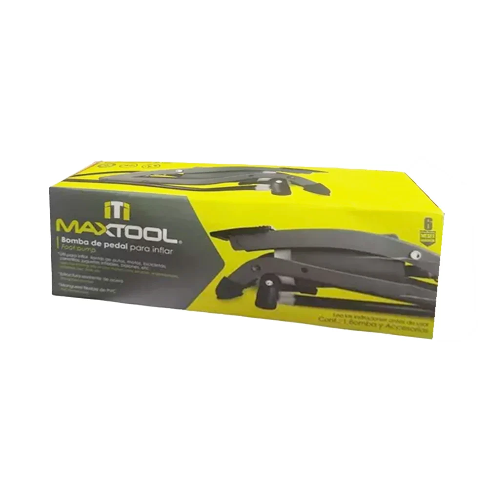 Bomba de pedal maxtool para llantas y juguetes + adaptador para inflables y válvula / 302911