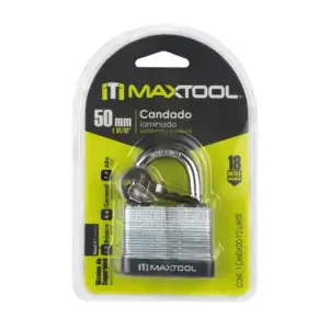 Candado laminado maxtool de 50mm con juego de 2 llaves / 305103