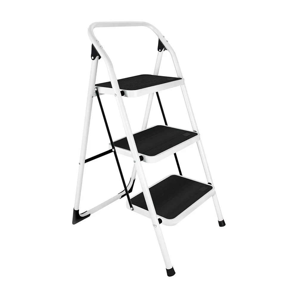 Escalera plegable tubular de 3 peldaños antiderrapantes