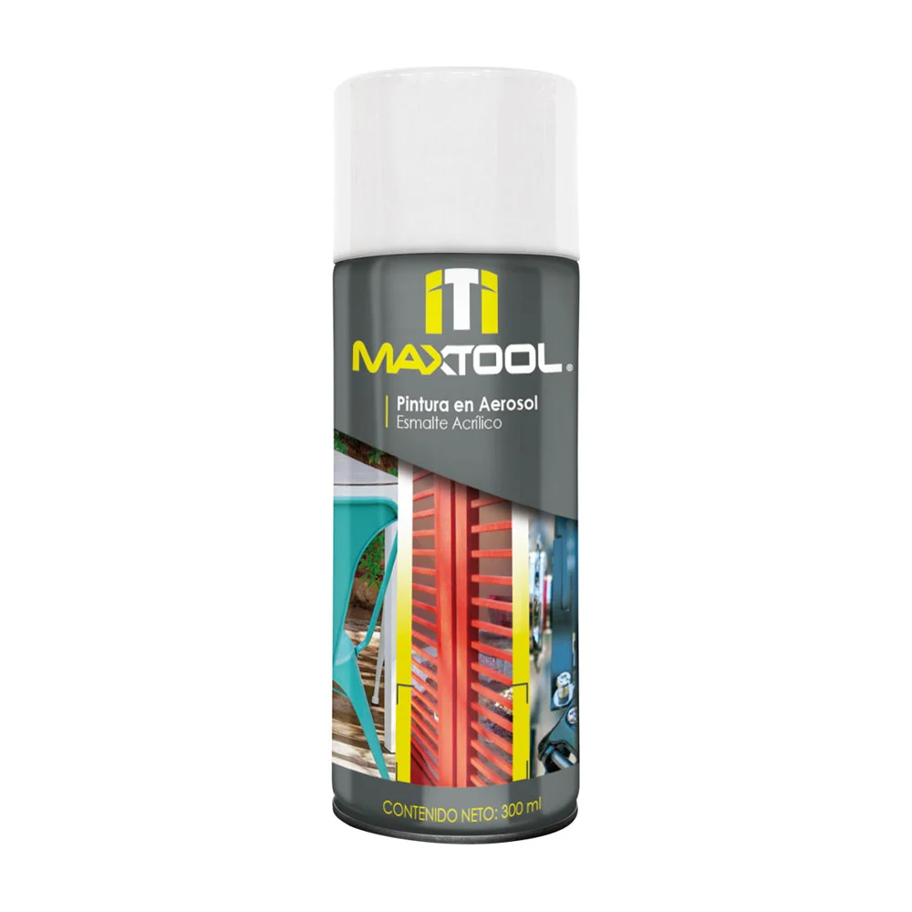 Pintura en aerosol / esmalte acrílico maxtool de secado rápido en color blanco brillante, 300ml / pa-015 / 309123