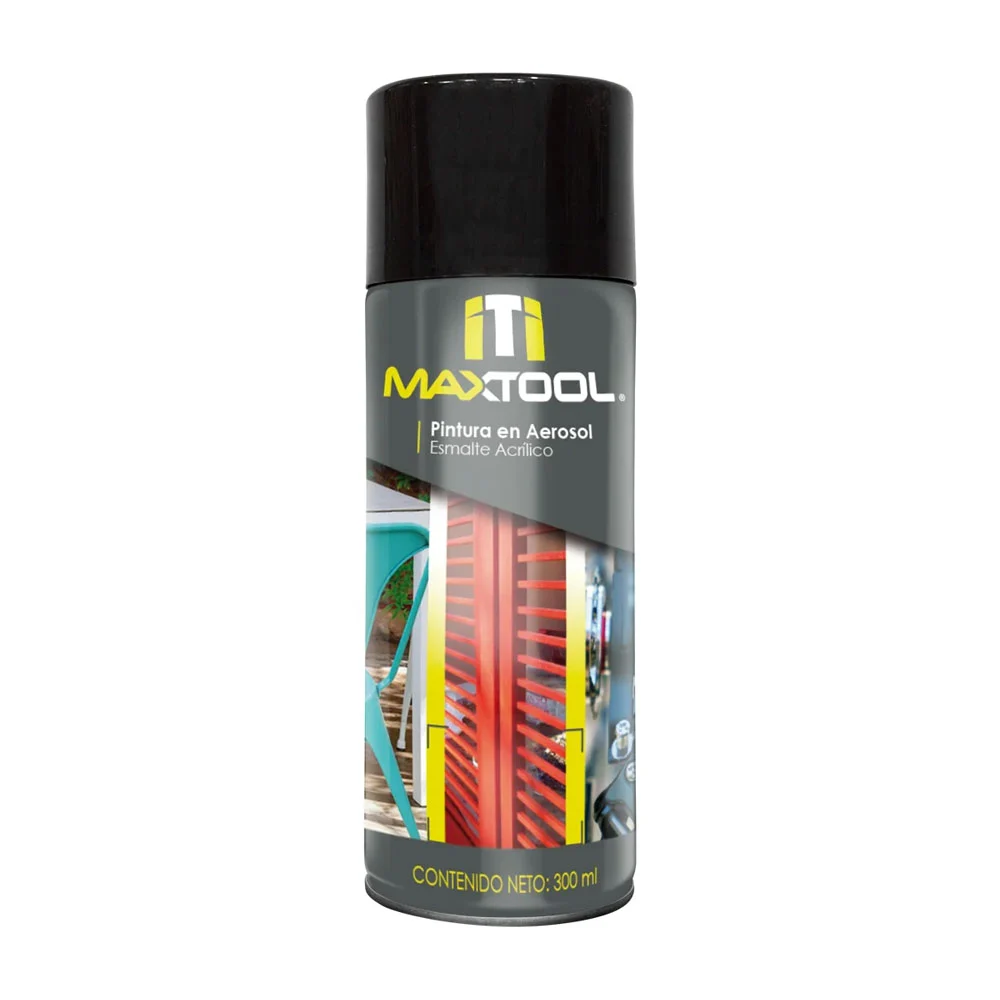 Pintura en aerosol / esmalte acrílico maxtool de secado rápido en color negro brillante, 300ml / pa-815 / 309133