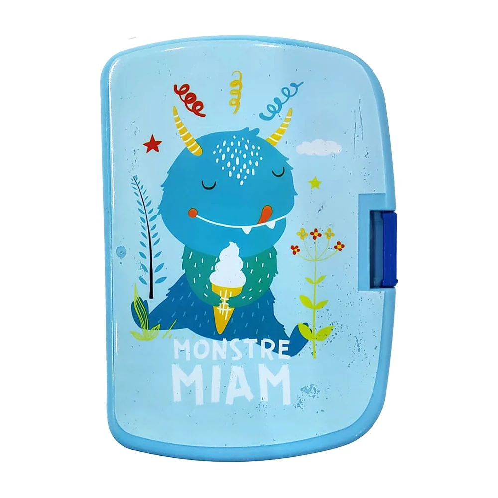 Tupper de plástico con separador de 2 compartimientos y cubiertos, monstre miam / 23-fh-047