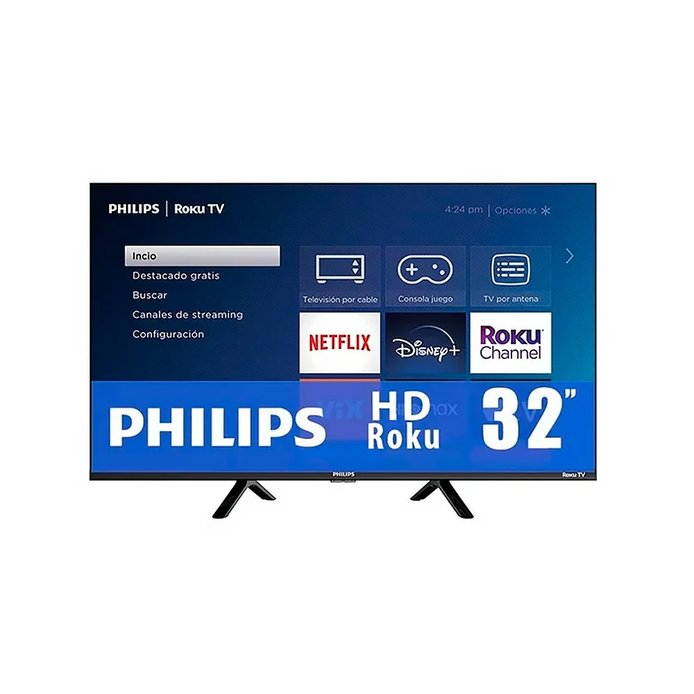Pantalla smart tv philips de 32 pulgadas full hd con roku tv 1080p y control remoto