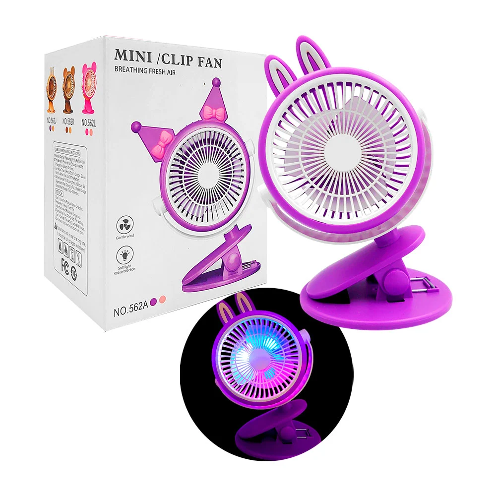 Ventilador portátil recargable con orejas y base tipo clip para escritorio, variedad de modelos / mini clip fan / 562j