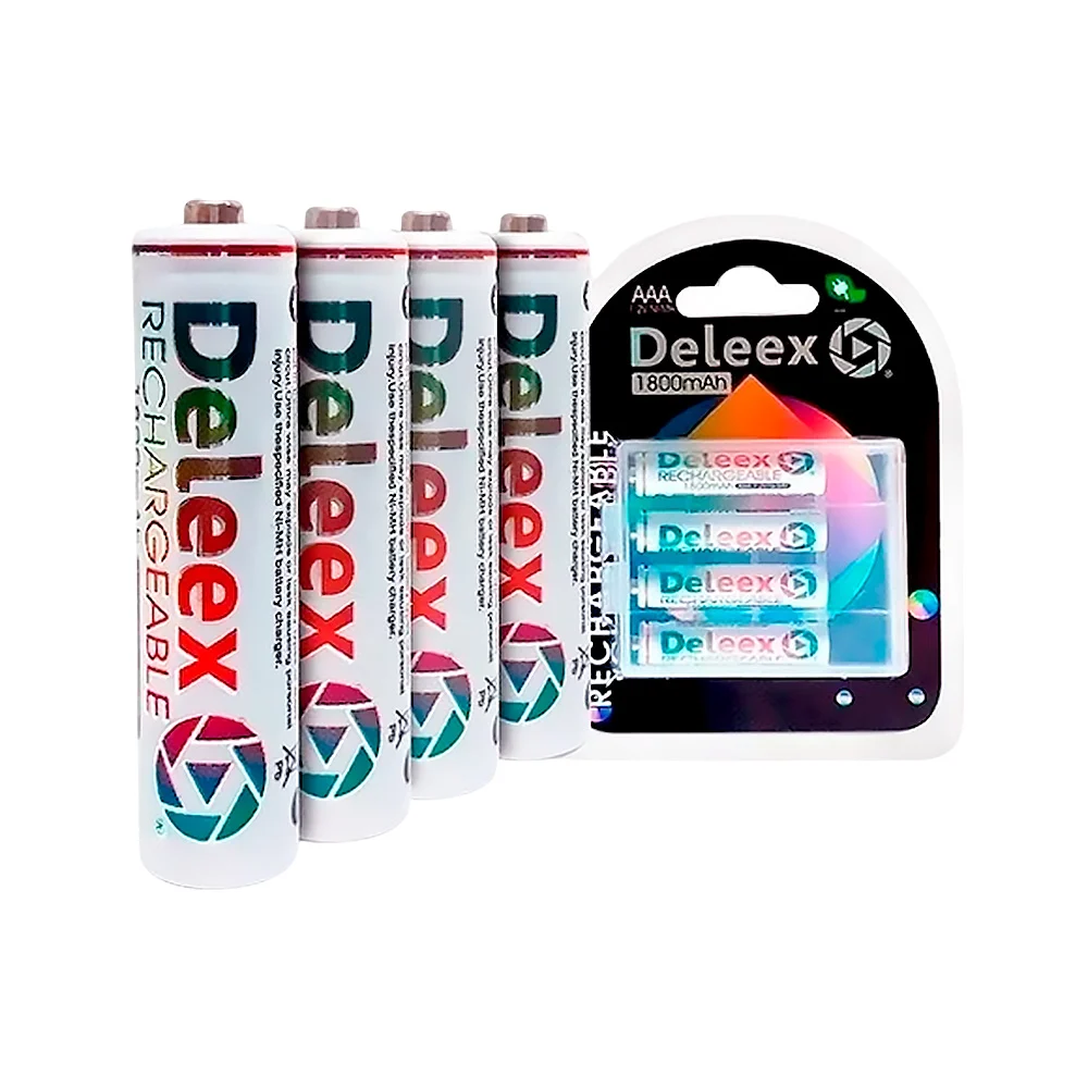 Paquete 4 pilas baterías recargables aaa deleex de 1800mah / 340328