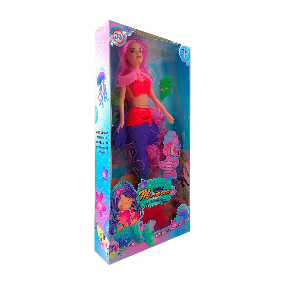 Muñeca sirena con cola movible y mascota marina, variedad de colores / gdl3523