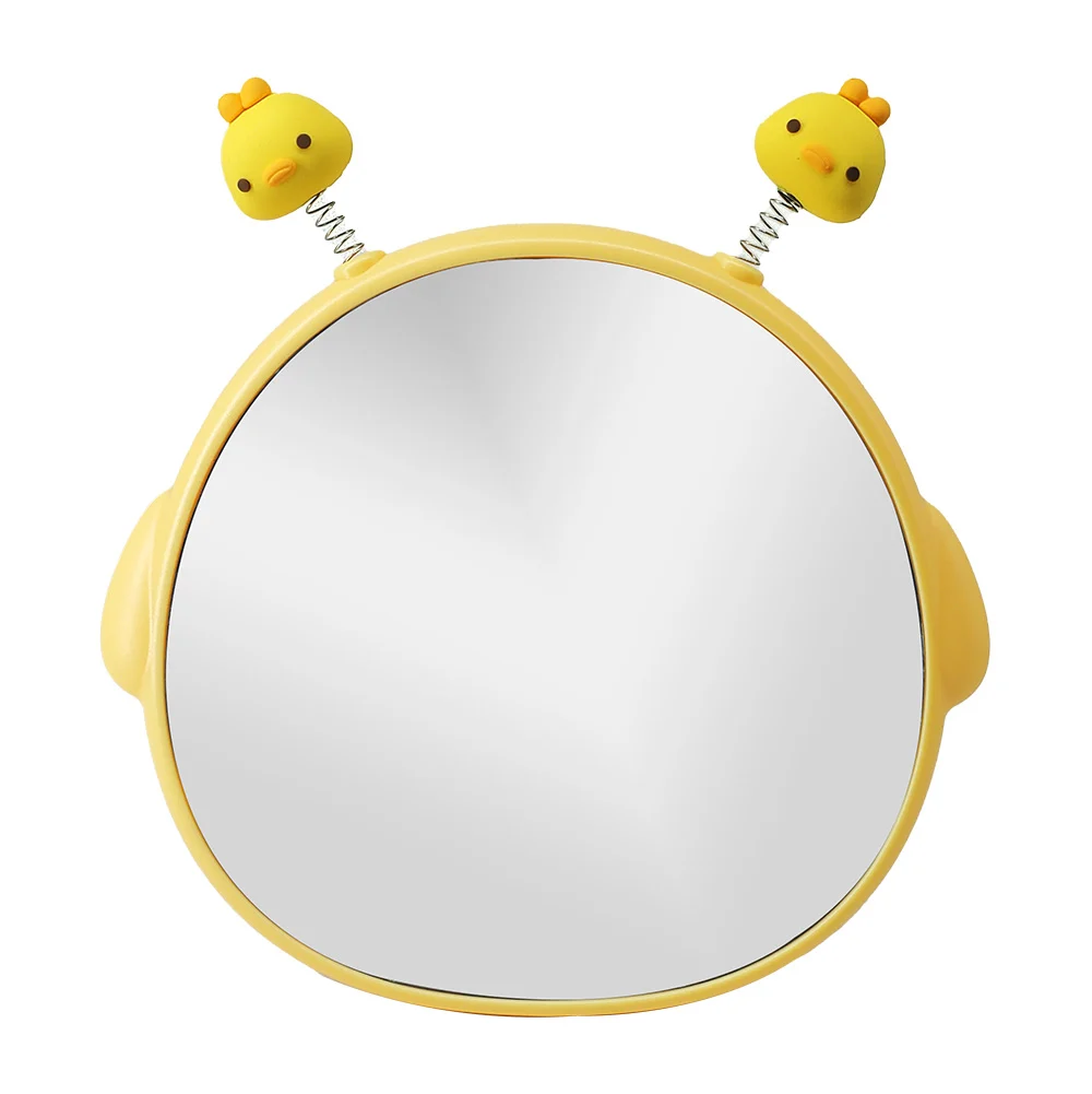 Espejo de maquillaje ovalado con soporte y resortes con figuras de animales, variedad de diseños / spring cartoon table mirror / 3556