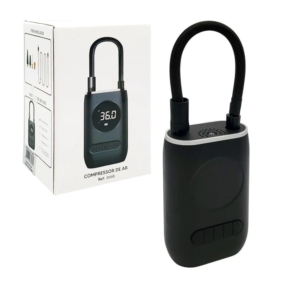 Compresor de aire portátil eléctrico, recargable, con indicador de pantalla y lámpara led, variedad de usos / czk-3668 / 3668
