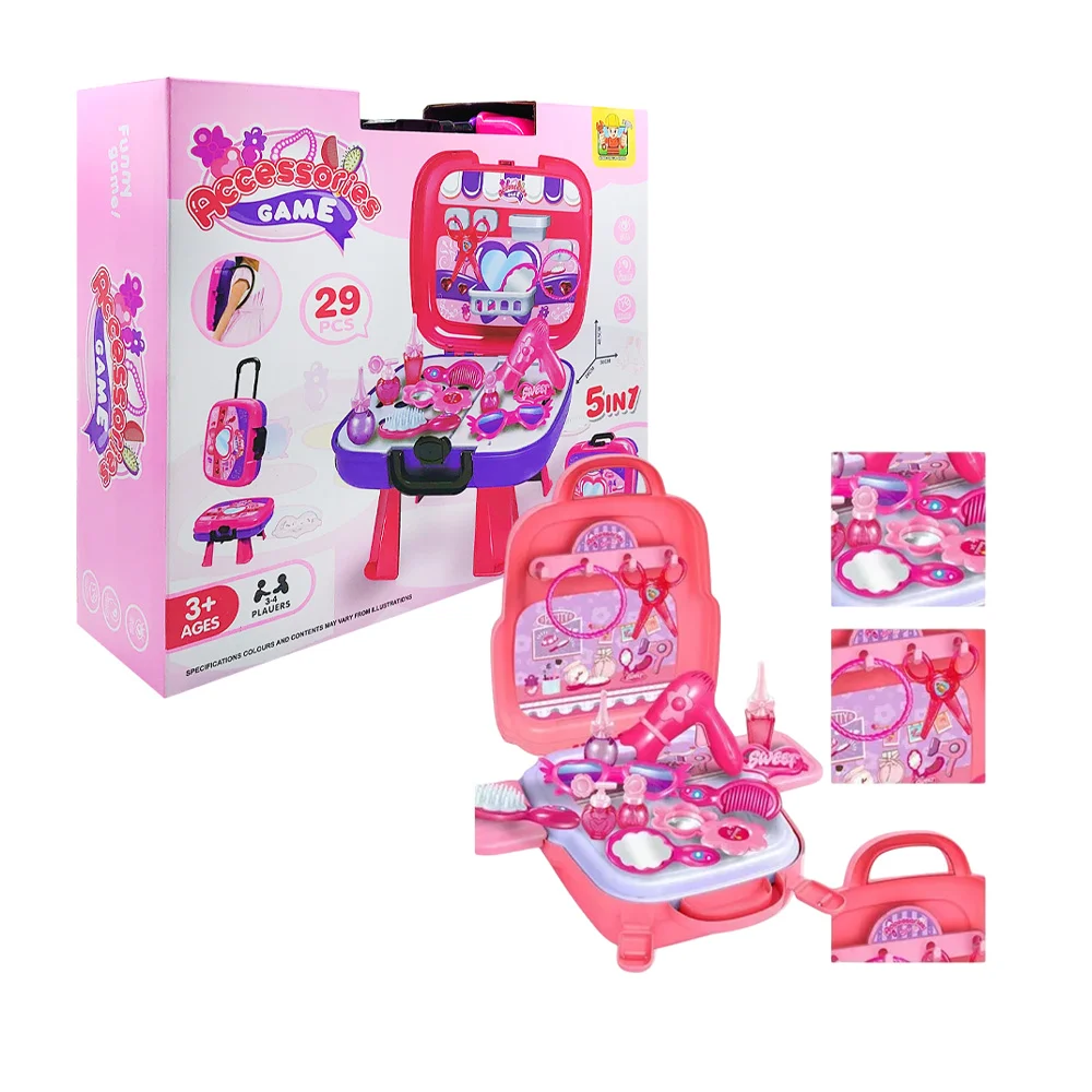 Maletin de juguete 5 en 1 con juguetes de estética y maquillaje, 29pcs, 30x26x40.5cm / accessories game / 36778-146a
