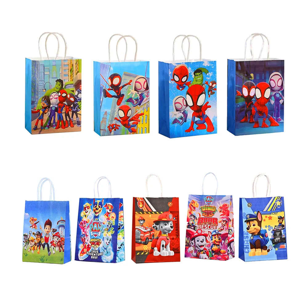 Bolsa de regalo de papel kraft con estampado de personajes animados, 21x15x8cm, variedad de diseños / 30-3