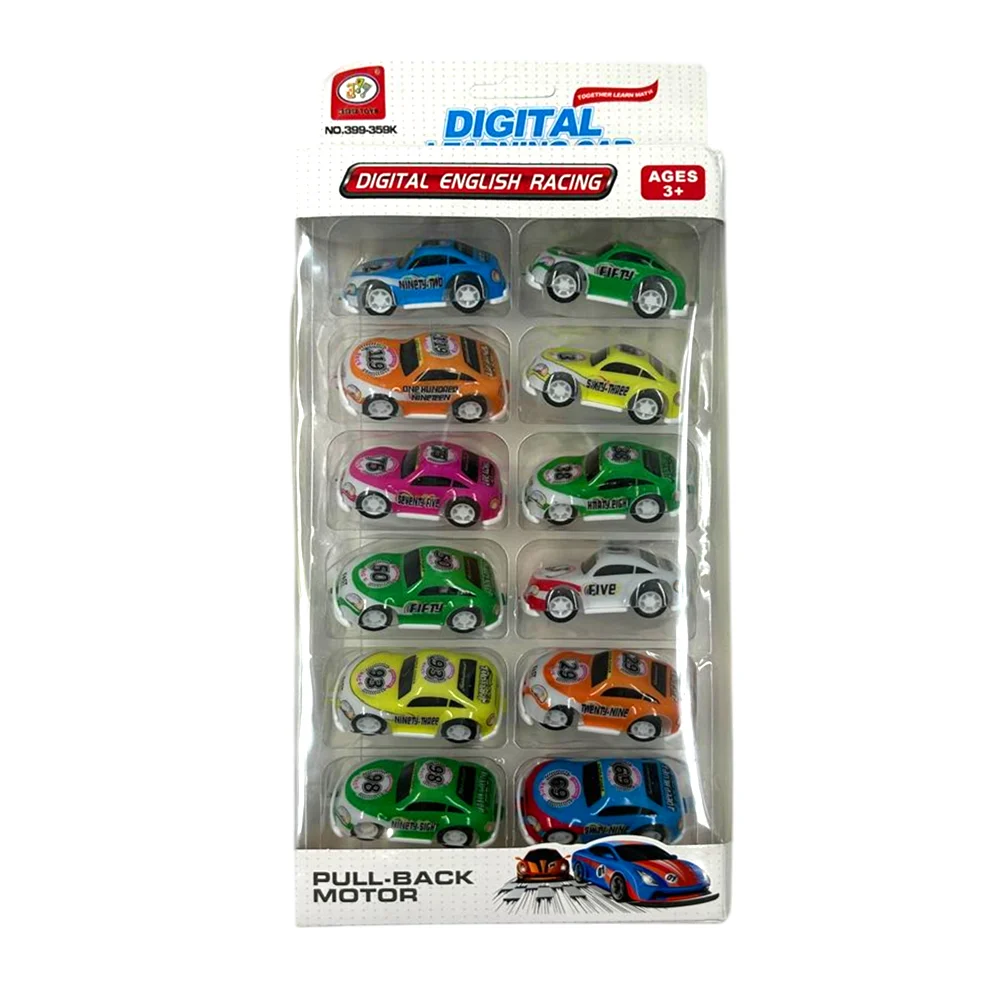 Paquete con 12 mini carritos de fricción, variedad de colores / digital learnig car / 399-359k