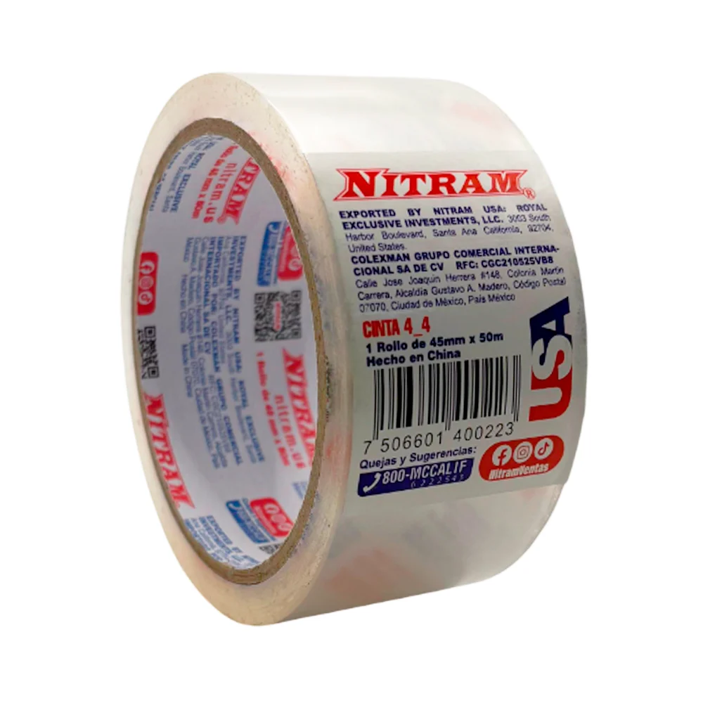 Rollo de cinta adhesiva transparente multifuncional / nitram / 45mmx50m