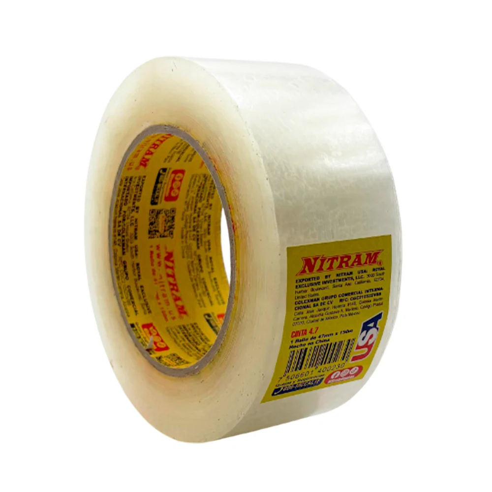 Rollo de cinta adhesiva grande, transparente, multifuncional / nitram /47mmx150m