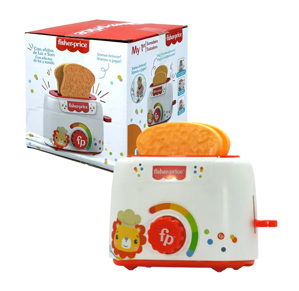 Tostadora simuladora fisher-price con 2 piezas de pan, luces y sonido / 4015