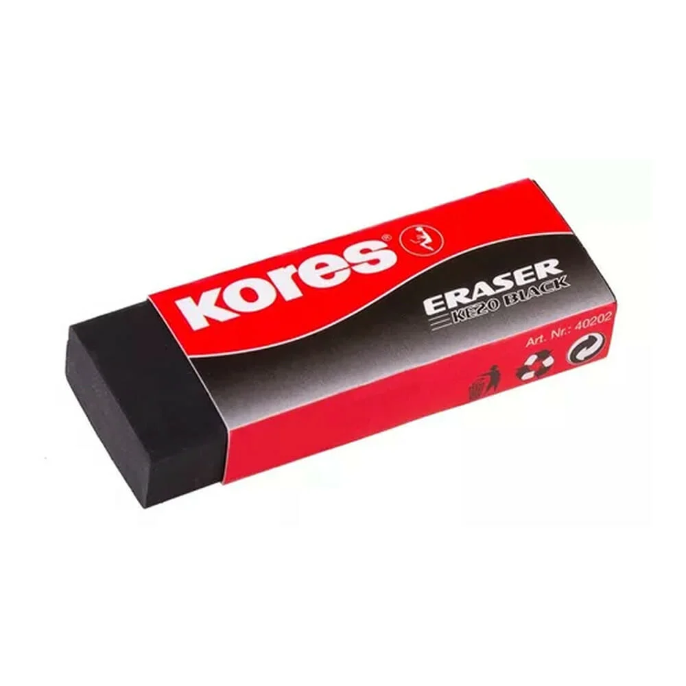 1pza Borrador kores de goma color negro ke20 / ke-20