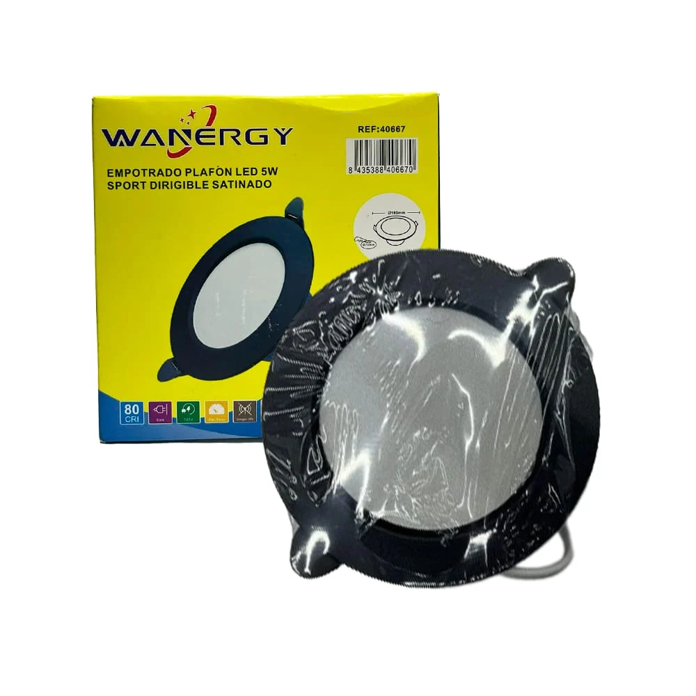 Empotrado led tipo plafón redondo dirigible satinado en color negro con consumo de 5 watts / 406670