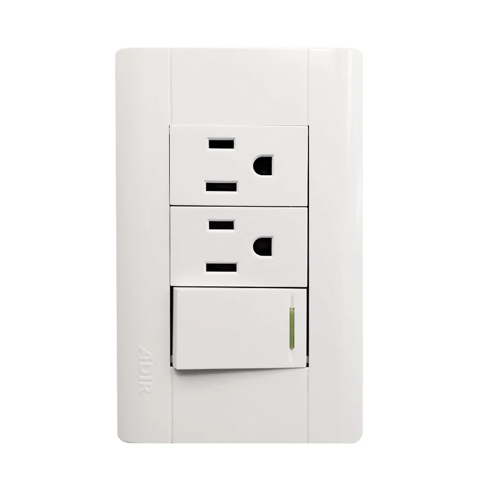Placa de pared, con interruptor apagador sencillo y 2 contactos / línea toscana / adir premium / 4097