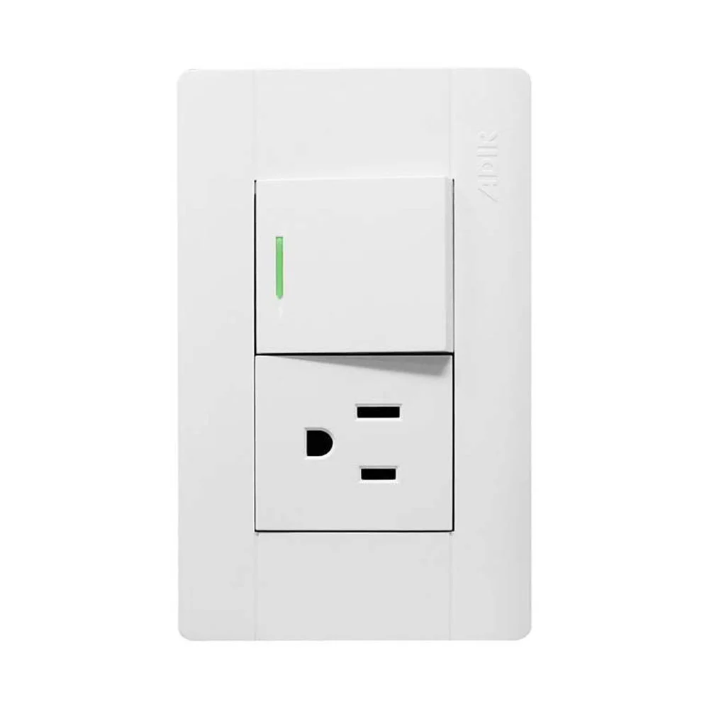 Placa de pared, con interruptor apagador sencillo y contacto / línea toscana / adir premium