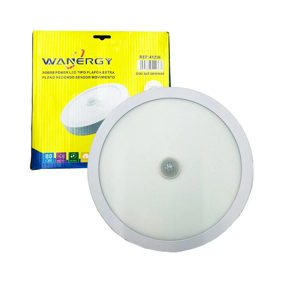 Lámpara led tipo plafón redondo wanergy para sobreponer con sensor de movimiento y consumo de 18 watts / 412367