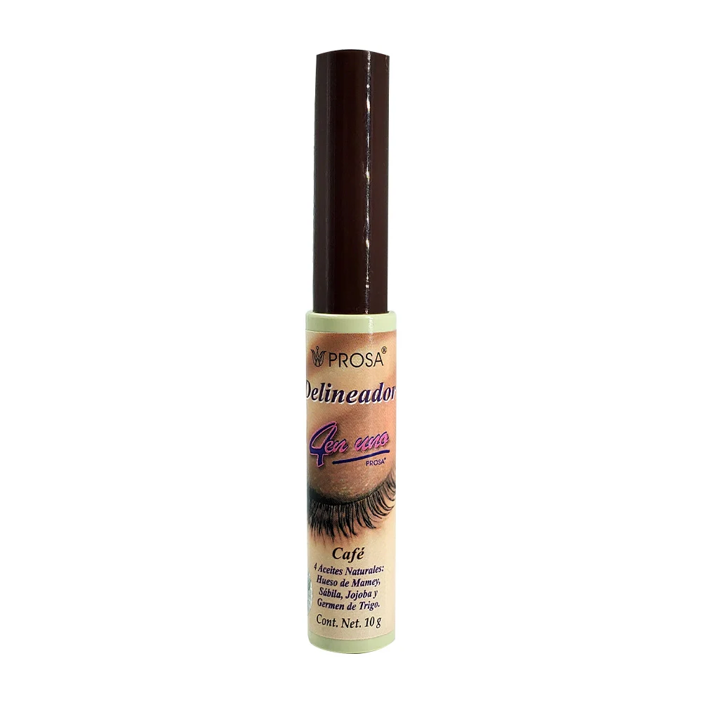 1pza Delineador prosa color café con 4 aceites naturales para ojos, 10g / 430192