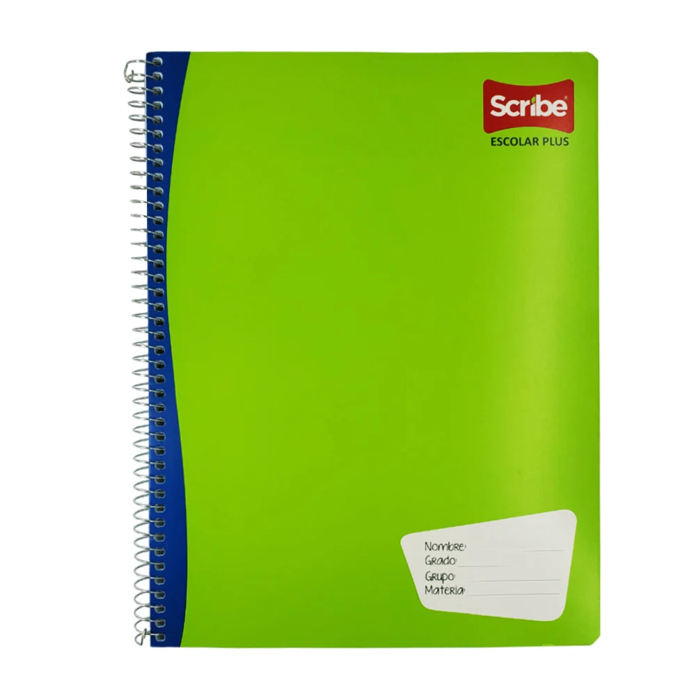 Libreta cuaderno profesional scribe escolar plus de cuadro cuadro grande con 100 hojas y espiral metálico, variedad de colores