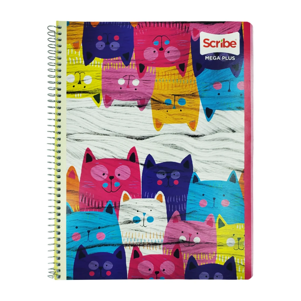 Libreta cuaderno profesional scribe mega plus de raya con 100 hojas, espiral metálico y liso o con diseño, variedad de modelos y colores / 7510 / 430801