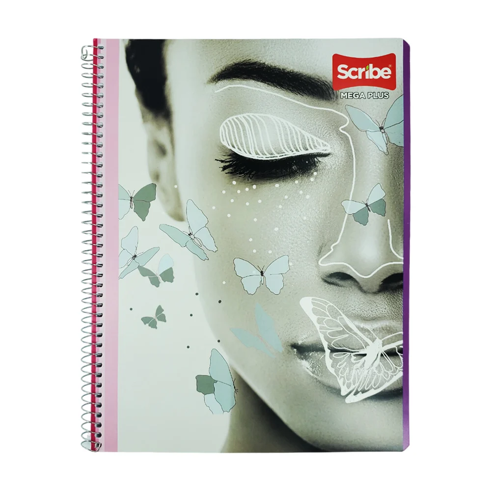 Libreta cuaderno profesional scribe mega plus de cuadro chico con 100 hojas y espiral metálico, variedad de diseños / 7512