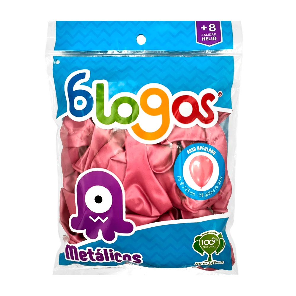 Paquete con 50 globos blogos en color rosa perlado de 9 in - 23 cm / 455890