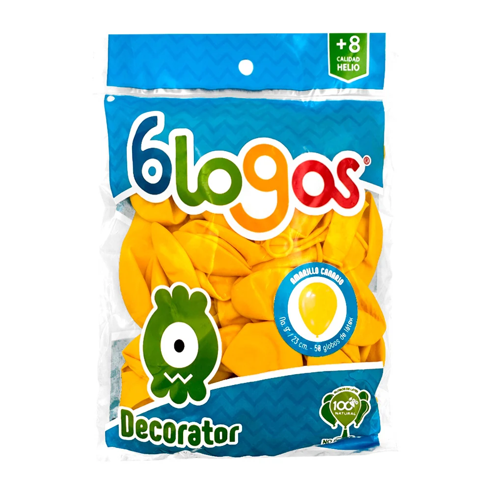 Paquete con 50 globos blogos de 7 in - 18 cm en color amarillo / globo no. 7 / amarillo canario