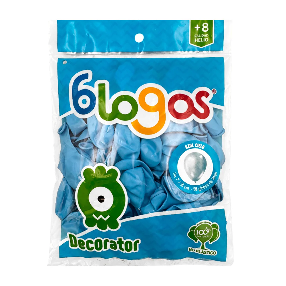 Paquete con 50 globos de 7 in - 18 cm en color azul cielo / 456330 / globo no. 7